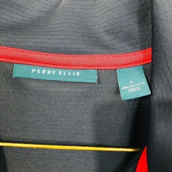 Perry Ellis polo dark blue 100% polyester size L ￼. A260 - Picture 3 of 5